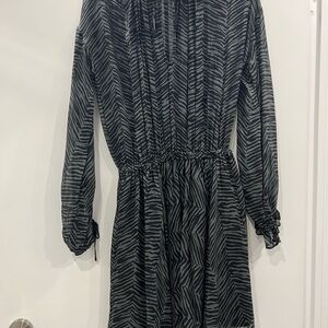 Elegant Black and Gray Zebra Print Dress